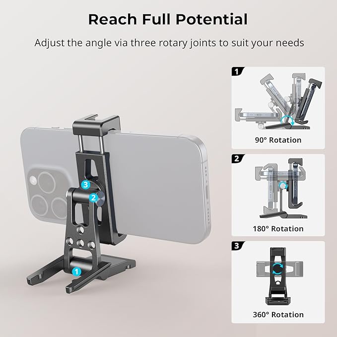 SmallRig Metal Phone Tripod Mount with Quick Release Adapter for Arca and Cold Shoes, Universal Cell Phone Stand for Desk, for DJI RS 3 mini Stabilizer, for iPhone - 4611