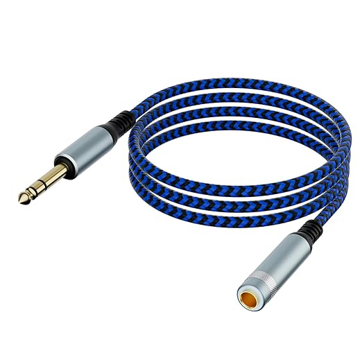 LDKCOK 1/4 inch TRS Extension Cable 10ft, 1/4" Male to Female Stereo Headphone Guitar Cable