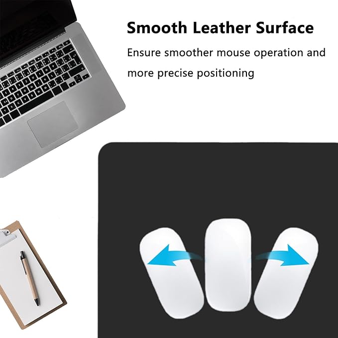PU Leather Desk Pad Protector Gaming Mouse Pad Non Slip Desk Mat for Keyboard and Mouse Waterproof Desk Writing Pad for Office and Home Desk Accessories(Black, 23.6 * 11.8)