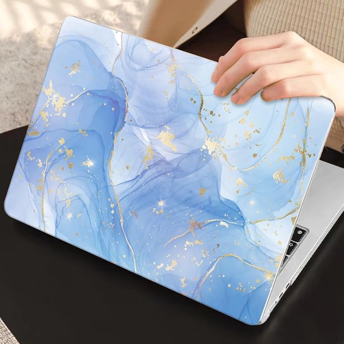 Compatible with M4 MacBook Air 13.6 inch Case 2025 2024 2023 2022 A3240 A3113 M3 A2681 M2 Chip, Crystal Printed Pattern Plastic Hard Case Cover for Mac Air 13 M4 Touch ID, Blue Marble