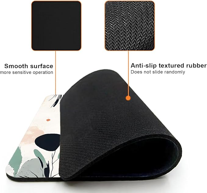 Mouse Pad, Cute Aesthetics Art Boho Mouse Pads for Desk, 9.5" x 7.9" Non-Slip Rubber Base Computer Mousepad with Women, Portable Square Design for Wireless Mouse and Pad Laptop Office & Travel