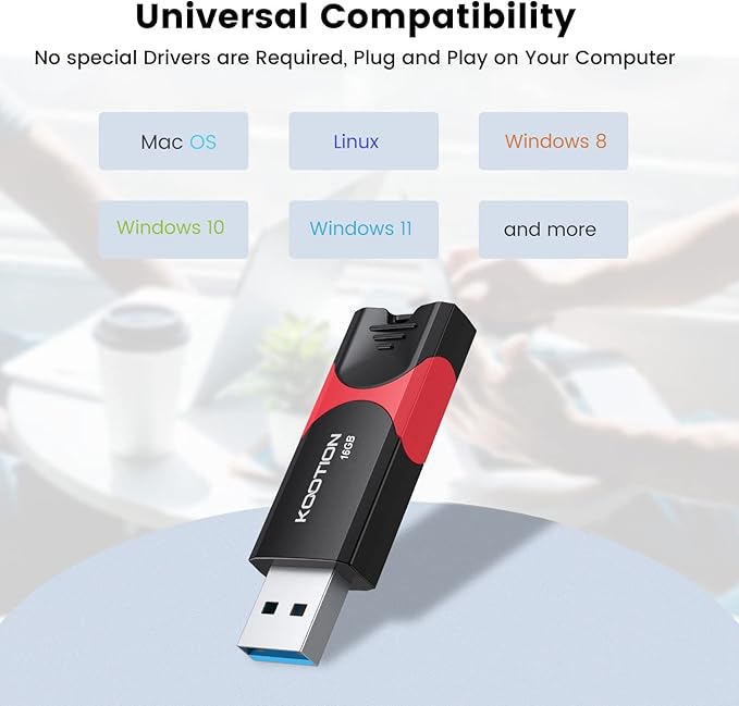 USB 3.0 Flash Drive KOOTION 10 Pack 16GB USB 3.0 Thumb Drive Retractable 16G Zip Drive Ultra High Speed USB Stick Jump Drive Rugged Memory Stick with LED Indicator for Data Storage and Transfer