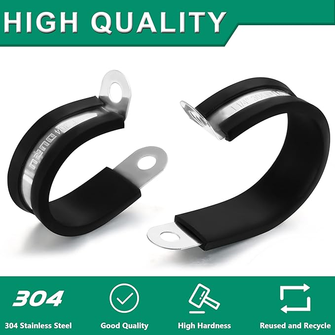 40PCS Cable Clamps 2 Inch 304 Stainless Steel Cable Clamps Rubber Coated Cushioned Insulated Cable Clamp,Automotive Wire Clamps,Pipe Clamps,Metal Clamp for Tube,Wire Cord Installation(51mm)
