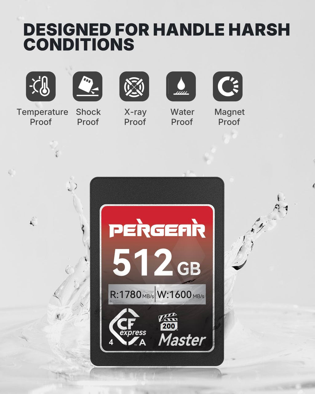 Pergear 512GB CFexpress 4.0 Type A Memory Card VPG200, Up to 1780MB/s Read Speed & 1600MB/s Write Speed for 4K 120P, 8K 30P Video Recording(Master Series), Compatible for Sony Alpha & FX Cameras