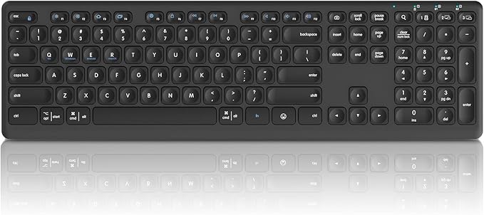 K9300 Wireless Bluetooth Keyboard (USB+BT1+BT2), Support Multi Device Switching, Full Size, Scissor-Switch Keys Silent Design for Computer, Laptop, MacBook and iPad.(Black) (K9300)