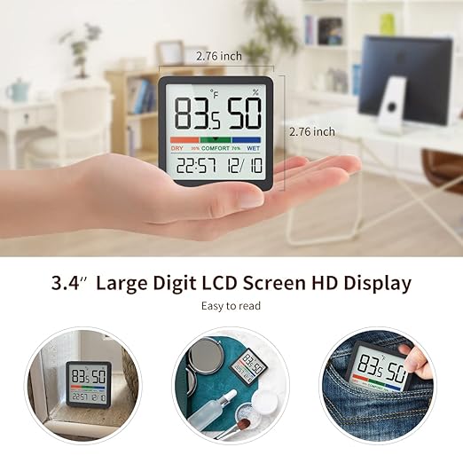 VOCOO Humidity Gauge Indoor Thermometer - Digital Indoor Humidity Sensor Room Thermometer with Temperature Humidity Monitor, Accurate Hygrometer Temp Meter for Home Greenhouse Wine Cellar