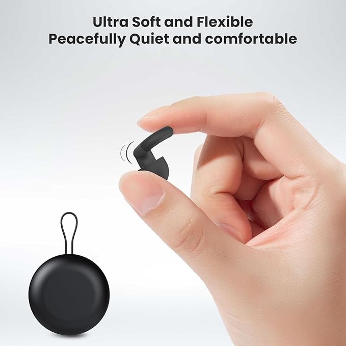 Ear Plugs for Sleeping, 2 Pairs of Reusable Earplugs for Noise Reduction 25dB-30dB with 8 Ear Tips, Soft Hearing Protection Ear Plugs for Concert,Noise Sensitivity, Study & Work, Black