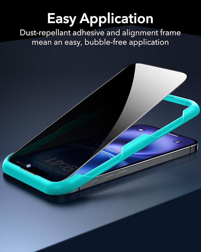 ESR 3 Pack for iPhone 16 / iPhone 15 Privacy Screen Protector, Anti-spy Tempered-Glass Privacy Screen Protector with Easy Installation Tool, Micro-Curved Edges, Case Friendly