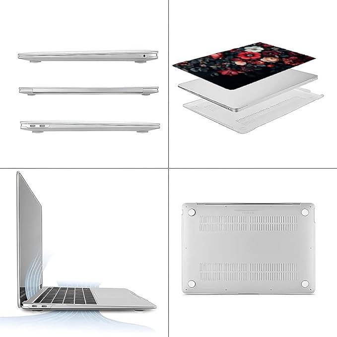 Compatible with MacBook Air 13.3 13.6 Inch Case 2022 2021 2020 2019 Plastic Hard Shell Case Cover,13.6 Air (A2681) M2 2022, Dark Floral