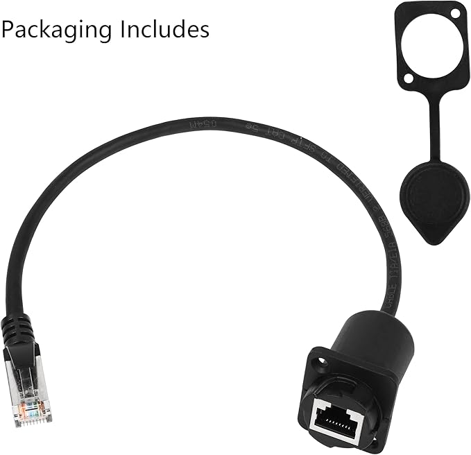CERRXIAN 35cm RJ45 Male to Female Cat5 5e 6 Waterproof Panel Mount LAN Network Ethernet Extension Cable with Cap