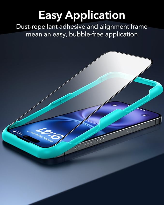 ESR 3 Pack for iPhone 16 / iPhone 15 Screen Protector, [9H Hardness] [Military Grade Shatterproof] Full Coverage Tempered Glass Film with Easy Installation Tool, HD Clear, Scratch Resistant