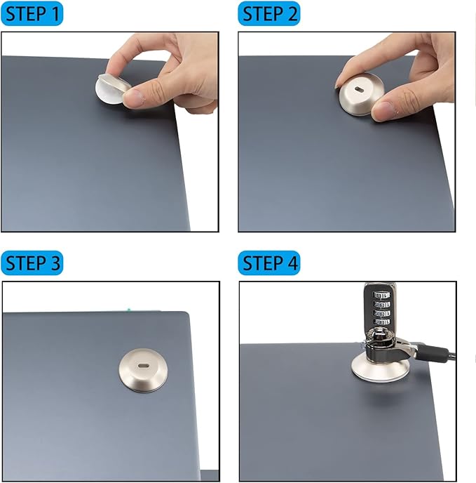 Security Lock Plate Self-Adhesive Plate with Lock Slot for Cables to Lock Down Laptops, Mac Book, Tablets, iPad, or Other Computer (Silver)