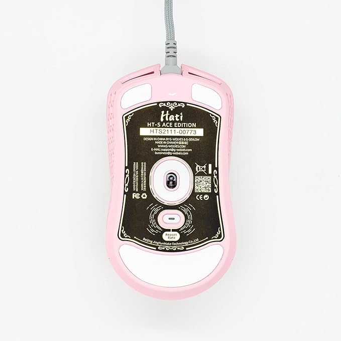 Gwolves Hati HTS Lightweight Honeycomb Wired Gaming Mouse,~52g,3389 Sensor,16,000 DPI, Low Latency,Anti-Interference,6 Programmable Buttons,On-Board Memory,PC/Mac and Laptop (Pink, HTS - Small)