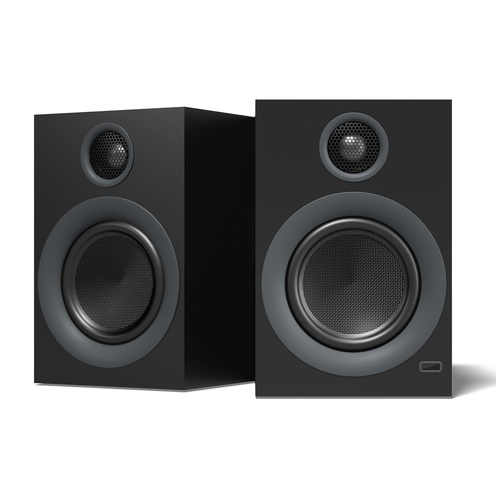 HOTMAY Bluetooth Bookshelf Speakers, 75W Powered Active Speaker with 4 Inch Woofer, HiFi Speaker with aptX Bluetooth USB for Home, Studio, Gaming, Set of 2, Black