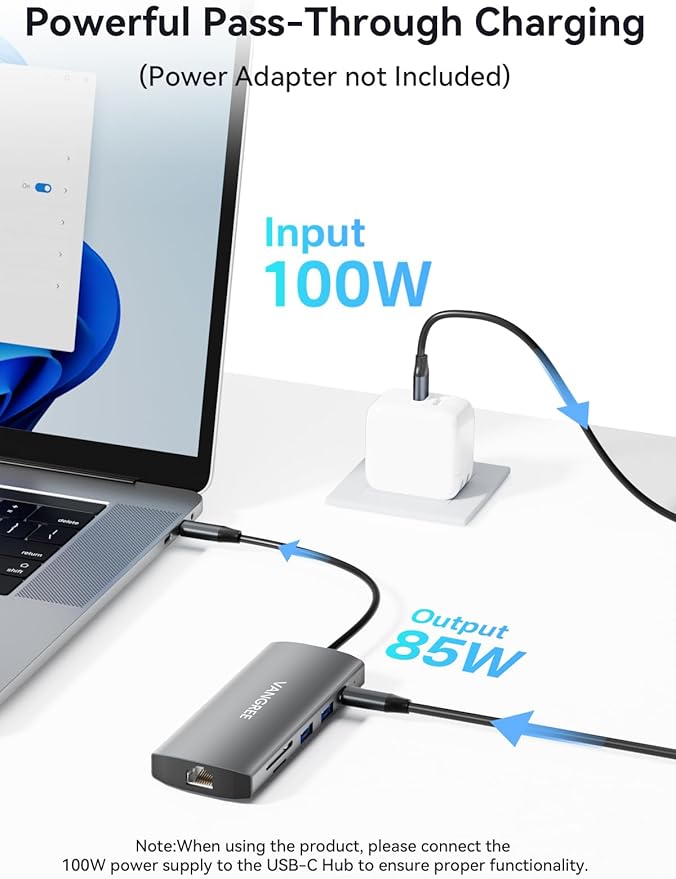 VANGREE 10Gbps USB C Hub with Dual 4K@60Hz USB-C Displayports for Laptop