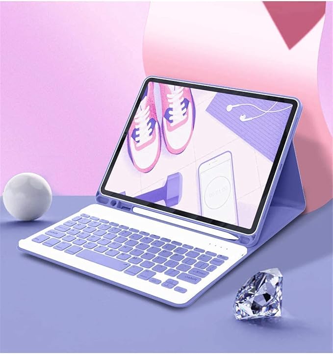 AnMengXinLing Keyboard Case for iPad Air 11 inch (M3 2025/M2 2024) with Mouse, Case for iPad Air 5th/4th Gen with Keyboard Cover with Pencil Holder, New Pink