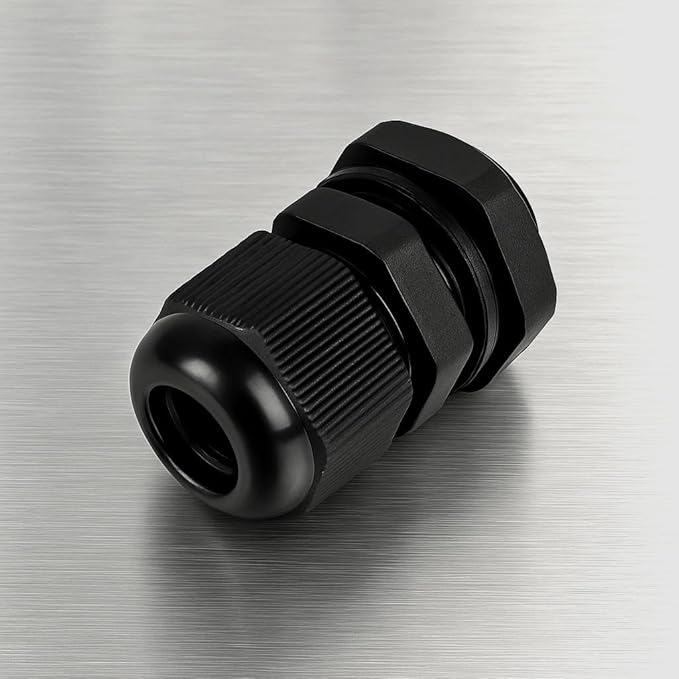 MGI SpeedWare 1/2" NPT Strain Relief Nylon Cord Grip Cable Glands, Black Plastic Grommet 5-Pack