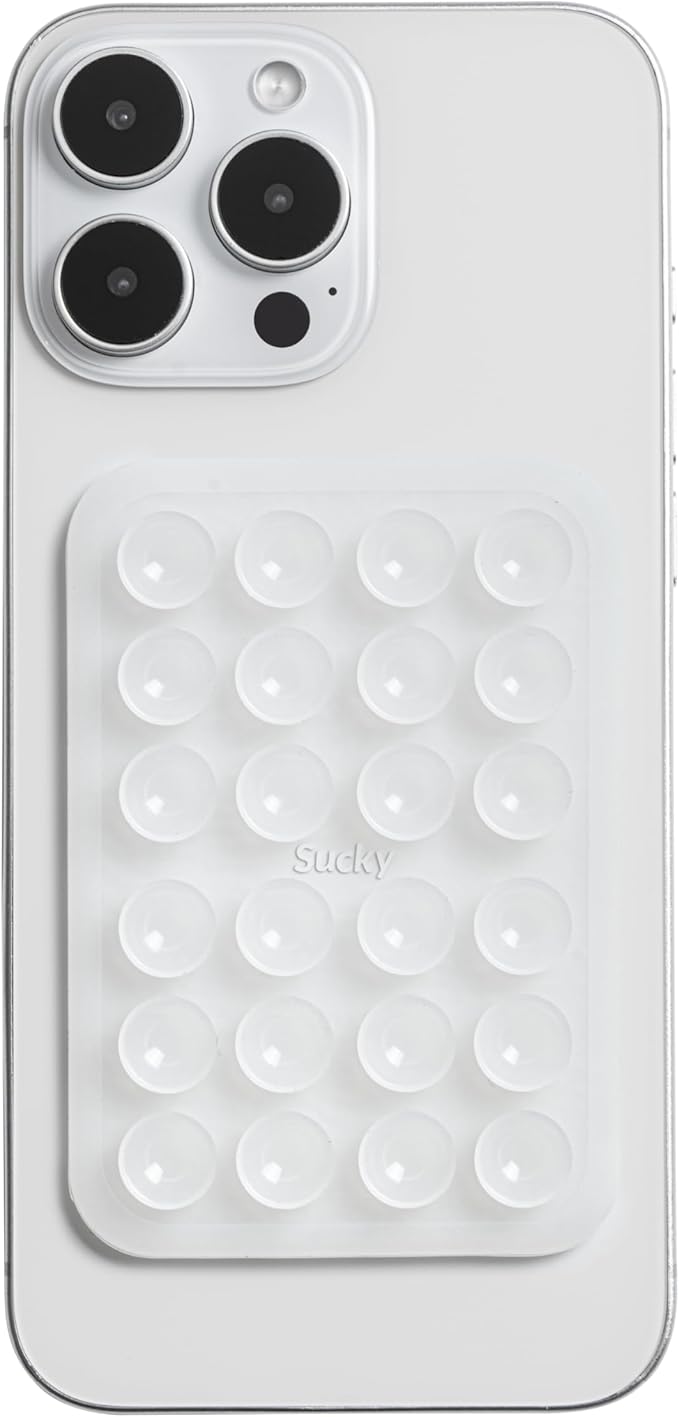SUCKY Silicone Suction Phone Case Adhesive Octo Cup Buddy Mount - Anti-Slip Holder, Hands-Free Phone Accessory for iPhone & Android - Sticky Grip for Selfies, Videos - Clear