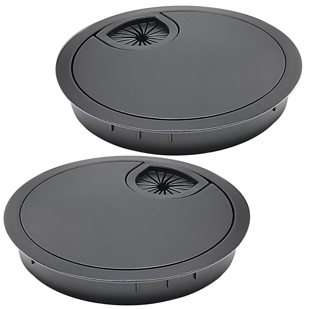 Desk Grommet 2-3/8" (60 mm), 2 Pcs Flat Black Desk Cord Hole Cover