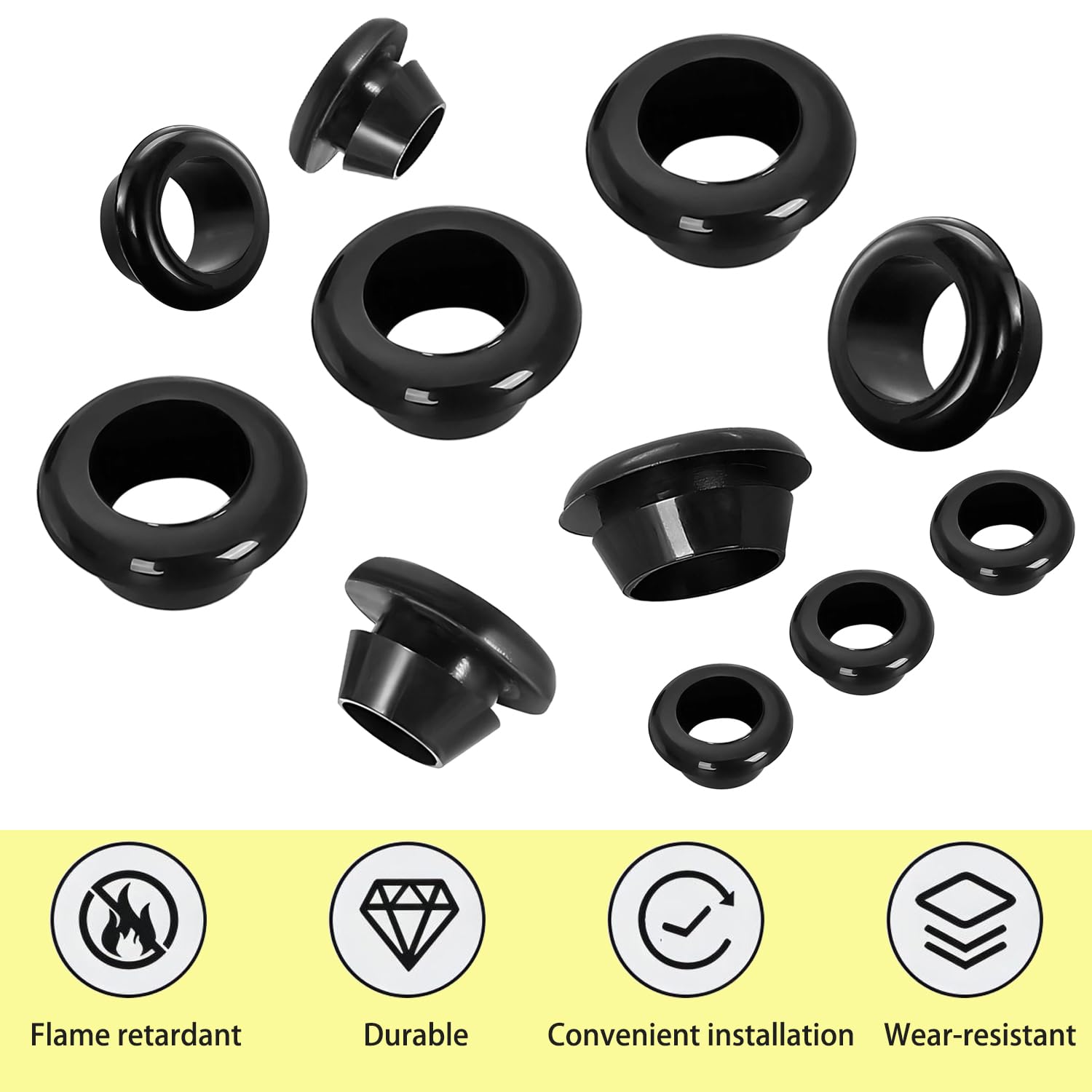 Qrity 20x Rubber Grommets ID 14mm Mount 17mm for Cable