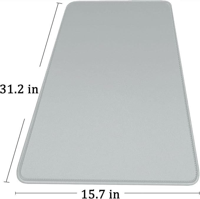Large Gaming Mouse Pad with Stitched Edges, Durable Non-Slip Natural Rubber Base, Waterproof Computer Keyboard Pad Mat for Esports Pros/Gamer/Desktop/Office/Home - Grey
