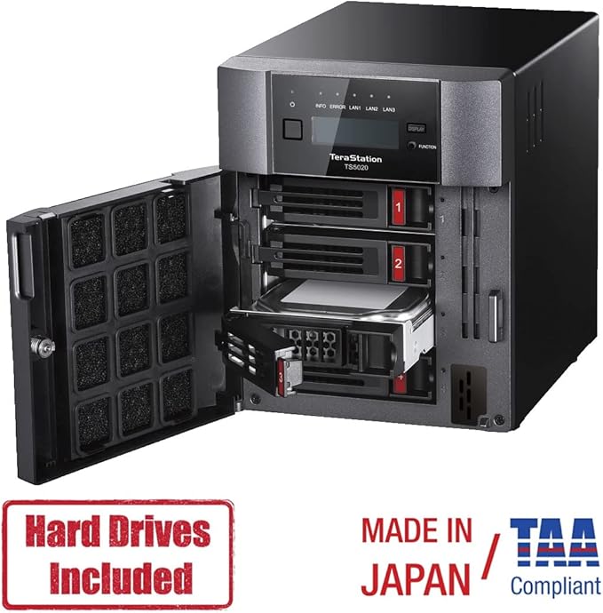 BUFFALO TeraStation 5420DN 4-Bay Business Desktop NAS 16TB (2x8TB) with Hard Drives Included RAID iSCSI Network Storage File Server