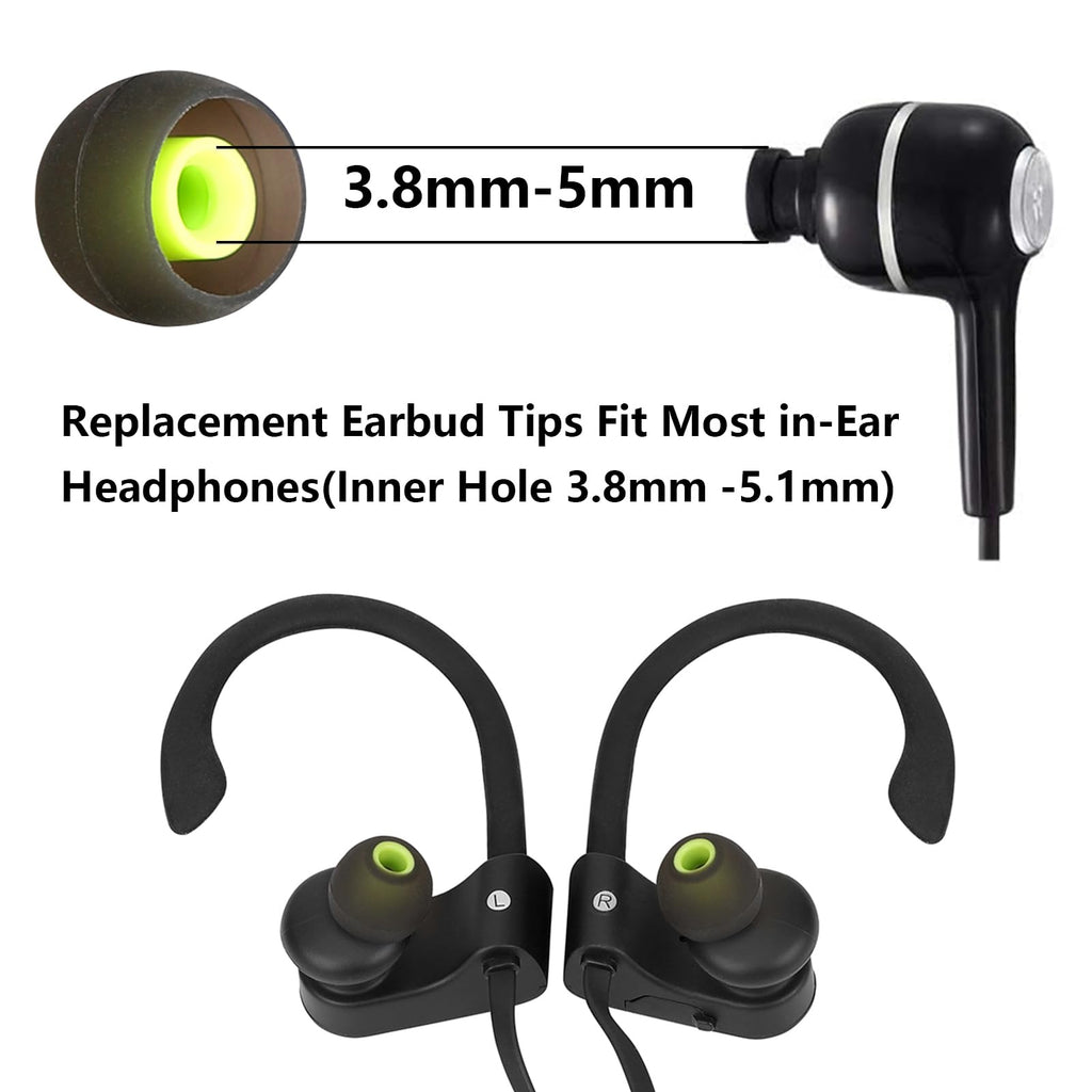 MMYQXI Silicone Replacement Earbud Tips Ear Tips Fit for in-Ear Headphones (Inner Hole 3.8mm -5.1mm) Earbud Replacement Tips 9 Pairs