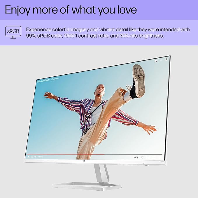 HP Series 5 527sa Monitor with Speakers (Replaces M27fwa) 27" 100Hz IPS FHD 99% sRGB 300 Nits Display, Adjustable Tilt, Flicker-Free, Anti-Glare, White/Silver w/DKZ USB Port Expander