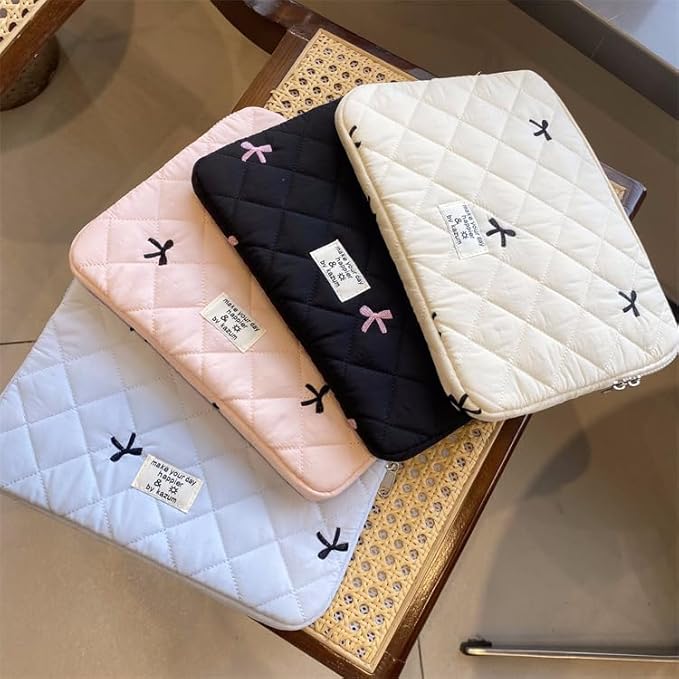 Cute Bow Graphic Carrying Laptop Bag Y2K Preppy Laptop Sleeve Case Bag Kawaii Pad Computer Protect Case Pouch (13-14 inch,Blue)