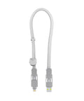 Rolling Square inCharge XL 30cm - USB C Charger Cable, Lightning for Smartphone, Universal 6 in 1, USB Plug, Glacier White, 100W