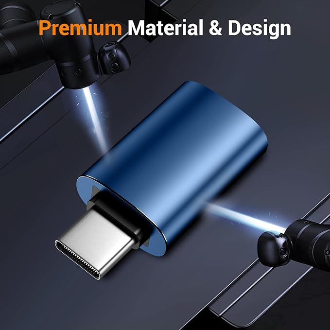 𝟒𝐏𝐚𝐜𝐤 𝐔𝐩𝐠𝐫𝐚𝐝𝐞𝐝 USB to USB C Adapter,USB C Male to USB 3.0 Female OTG Converter for iPhone 16 15 14 13 Plus Pro Max,Apple Watch,Airpods,S24 Ultra, Gender Changers OTG Adapters - Blue/Black
