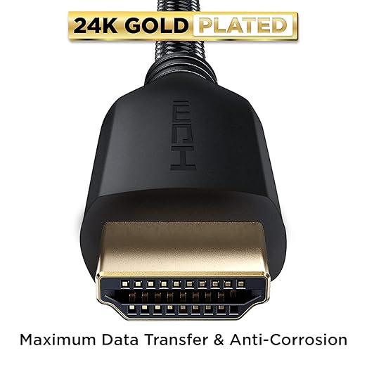 PowerBear 4K HDMI Cable 6 ft [2 Pack] High Speed, Braided Nylon & Gold Connectors, 4K @ 60Hz, Ultra HD, 2K, 1080P, ARC & CL3 Rated | for Laptop, Monitor, PS5, PS4, Xbox One, Fire TV, Apple TV & More…