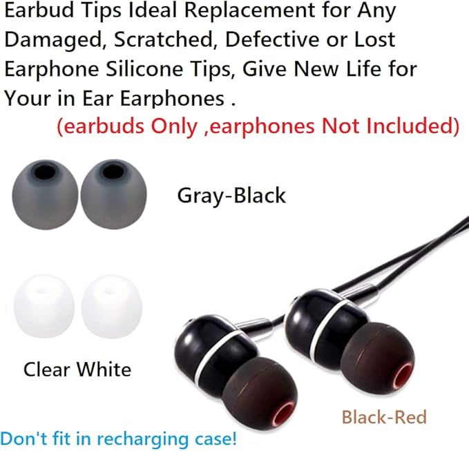 Earbud Replacement Tips Silicone Earbud Tips Headphone Earbud Tips Ear Gels Fit for Inner Hole from 3.8mm - 5.1mm Earphones 9 Pairs S/M/L