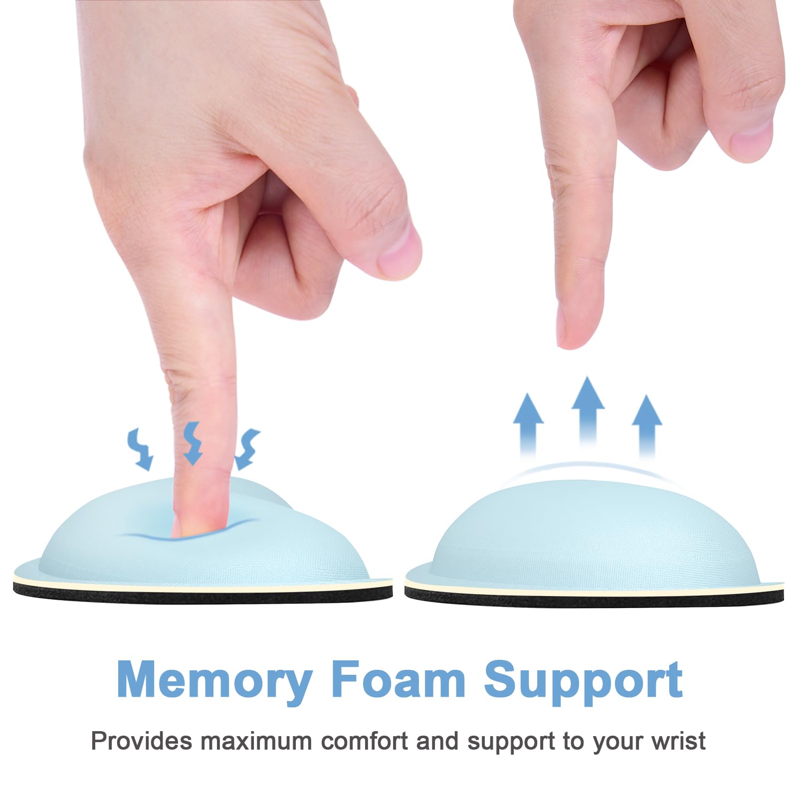 Dapesuom Mouse Wrist Rest, Ergonomic Memory Foam Mouse Wrist for Computer Desk Mats Support, Hand Rest Pad Cushion for Gaming, Office, Laptop, Men, Women, Pain Relief & Easy Typing, Sky Blue