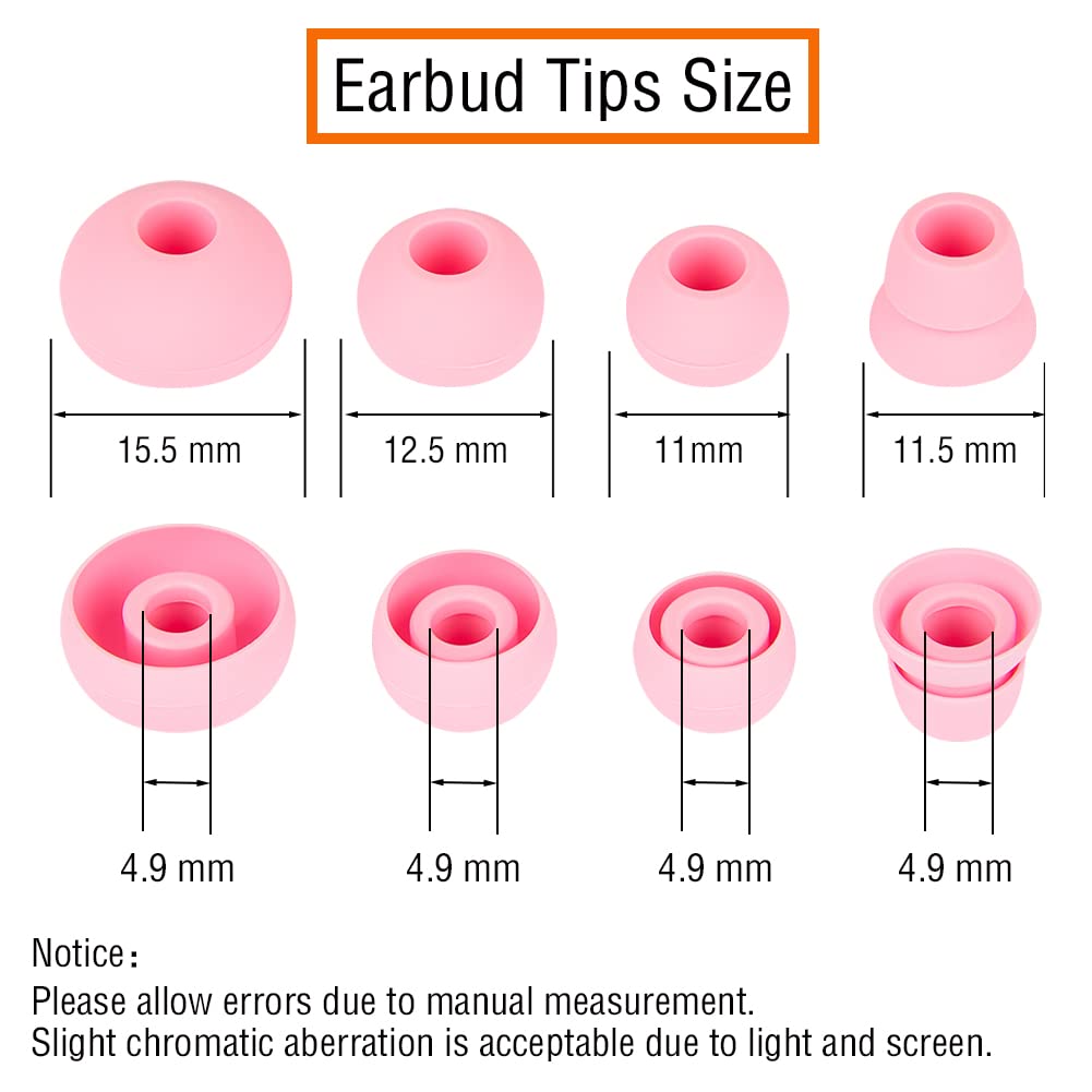 4 Pairs Silicone Earbud Tips Replacement Earbuds Cap Ear Tips Compatible with Powerbeats 1/2/3 Wireless Beats by Dre Headphones,(Pink)