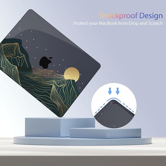 Teryeefi Compatible with MacBook Air 15 inch Case 2023 2024 A3114 A2941 with M3 M2, Plastic Hard Case & Keyboard Skin & Screen Protector for MacBook Air 15.3" Retina Display Touch ID, Mountain Sun