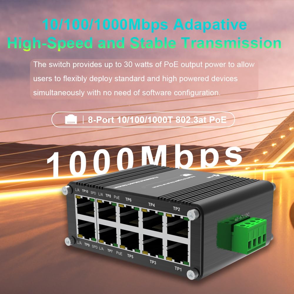 Steloproad 8X1000M PoE 30W-2XRJ45 Uplink Industrial PoE Switch