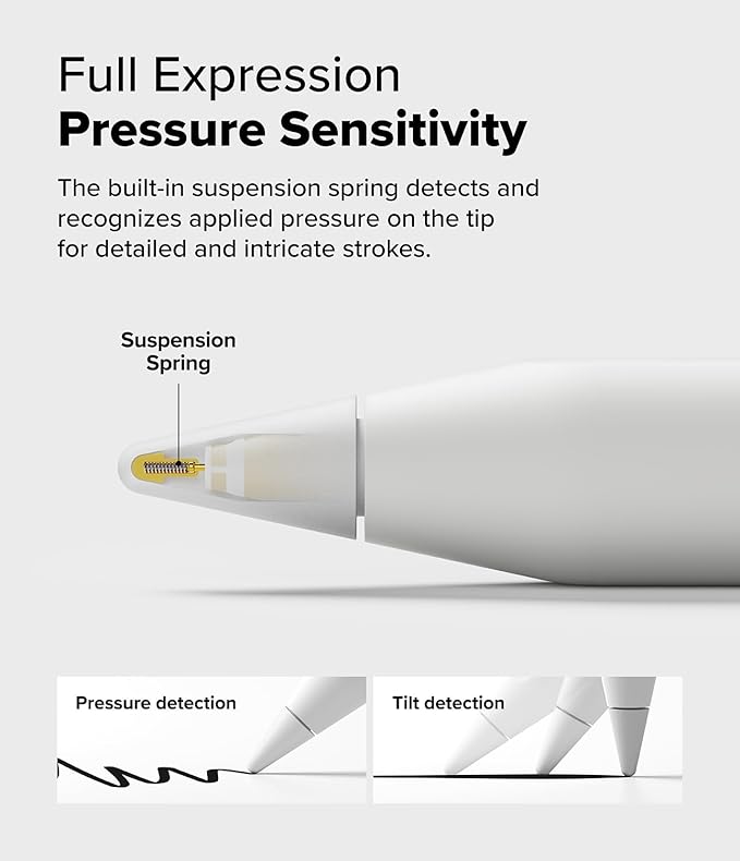 Ringke Apple Pencil Tips [3 Pack/Replacement for All Generations] Compatible with Apple Pencil Pro, 1st, 2nd Gen, USB-C Accessories, Crisp & Clear Feel Nib - HB (Light Gray)