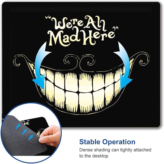 IMAYONDIA Mouse Pad - We're All Mad Here Design, Funny Mouse Mat, Square Waterproof Non-Slip Rubber Base for Computer & Laptop