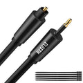 Elecan Mini Toslink to Toslink Digital Optical S/PDIF Audio Cable 10 Ft, Gold Plated Soft Flexible Fiber Optic Cable,Signal Protection PVC,Surround Sound for Soundbar,Home Theater,Hi-Fi System+Ties MI