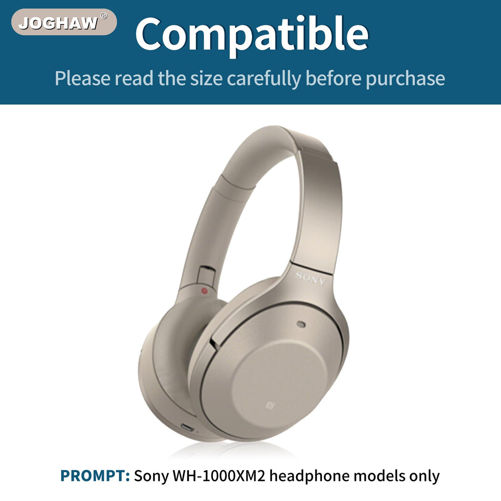 Joghaw Replacement Ear Pads for Headphones - Compatible for Sony MDR-1000x/WH-1000xm2 | Premium Protein Leather Cushions with Soft Memory Foam for Comfort - Black