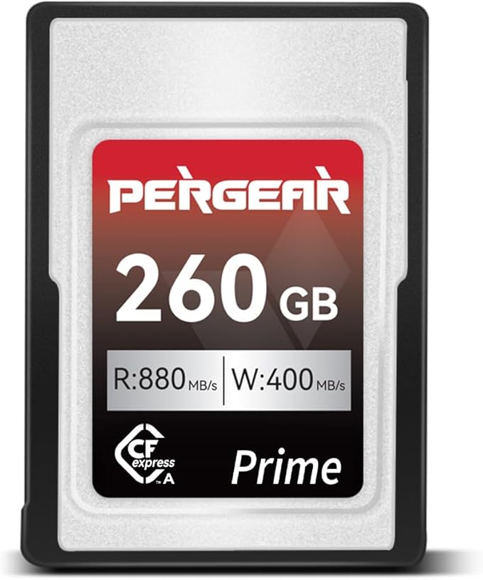 PERGEAR Professional 260GB CFexpress Type A Memory Card, Up to 880MB/s Read Speed & 900MB/s Write Speed for 4K 120P,8K 30P Recording Video/Photo, Compatible for Sony Alpha Sony FX Cameras