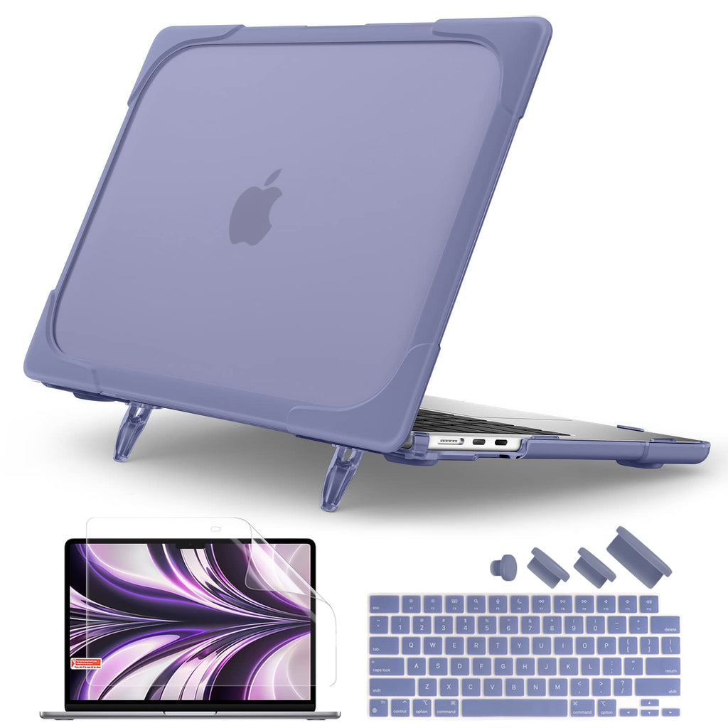 Batianda Heavy Duty Case for MacBook Air 13.6 inch with Stand,Lavender Grey