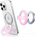 JOYROOM Magnetic Phone Grip, Silicone Finger Loop Grip [Stylish Twinkle][Glitter] Phone Grip for Magsafe, for iPhone 16 Pro Max/15 Pro Max/14/13/12 Series, Pink