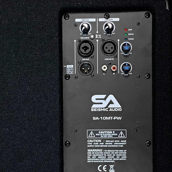 Seismic Audio - SA-10MT-PW-Pair - Pair of Powered 2-Way 10" Floor / Stage Monitor Wedge Style with Titanium Horns