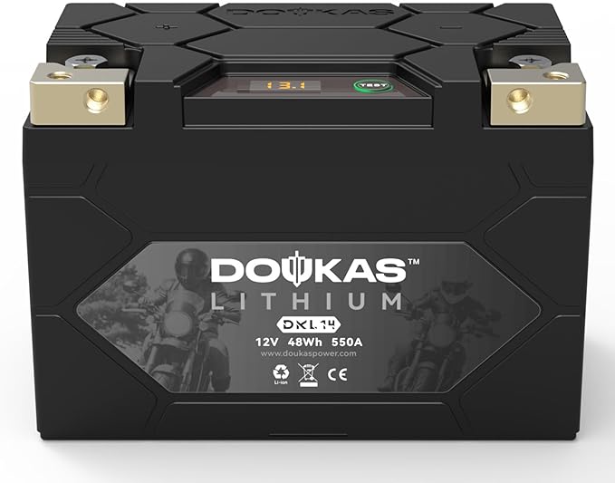 DKL14 550A LiFePO4 Motorcycle Lithium Battery, 12V 4Ah Powersports Battery, Compatible Jet Ski, Quad, Lawn Mower, Scooter, Generator Battery, Snowmobile