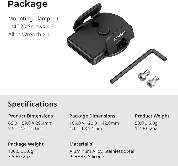 SMALLRIG Phone Mount Bracket SSD Holder for MagSafe, 1.6-2.4in Wide Clamping, for Samsung T5 T7 SSD, for SanDisk SSD, for iPhone 16/15/14/13/12, Universal SSD Drive Holder for Camera Cage - 5397