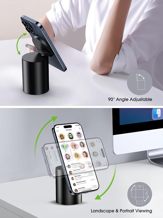 elitehood Heavy Duty Aluminum Magnetic Phone Stand, for Magsafe Stand for iPhone, Adjustable Cell Phone Holder for Desk, Computer Office Desk Accessories, Fits 4-11in iPhone, Kindle, iPads, Tablets