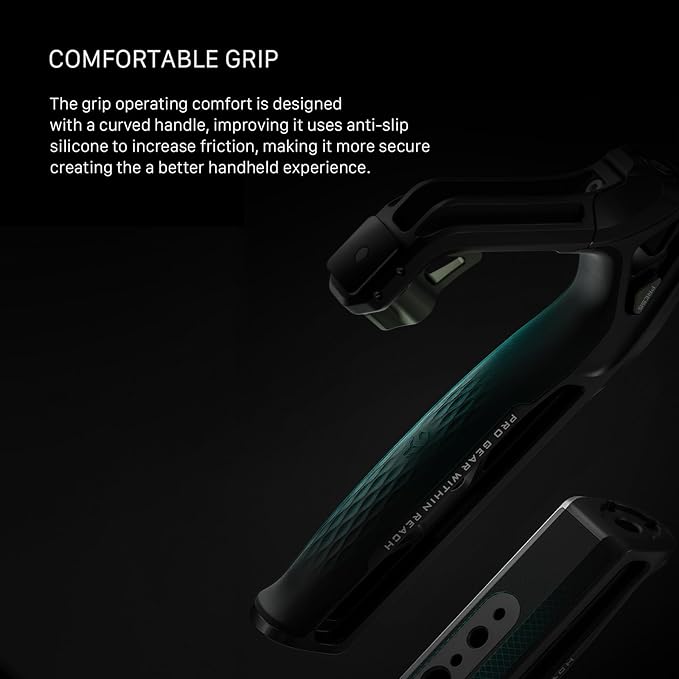 Tilta Xeno Top Handle for Filmmakers & Cameras - Black | Aluminum Alloy and Silicone Build | 1/4″-20 and 3/8″-16 Threads w/Locating Points | Safety Release Pin | Comfortable Handling (NATO)