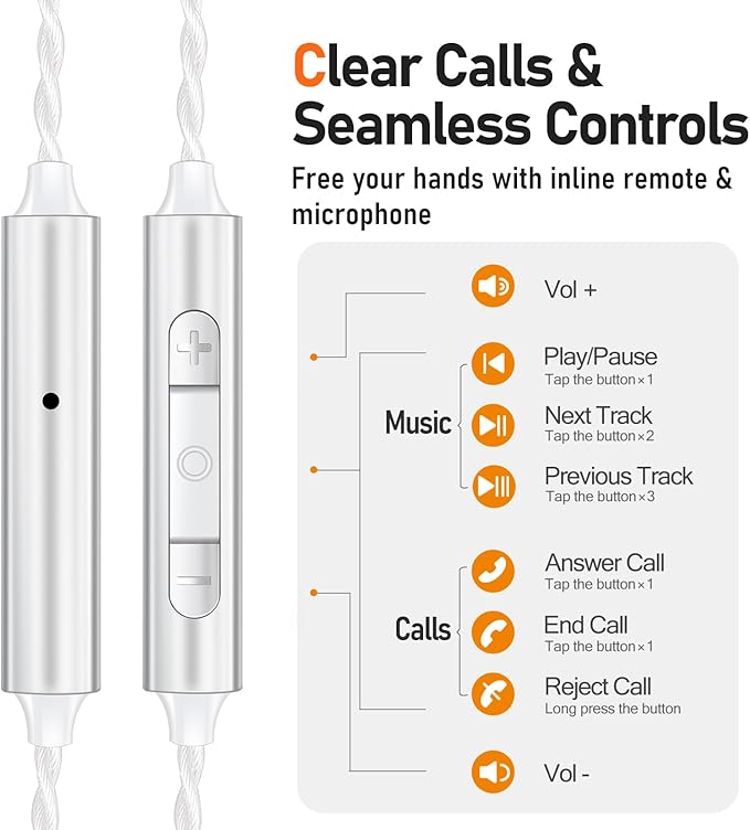 Vibes 202ML Wired Earbuds - HiFi in Ear Headphones for iPhone 5–14, Noise-Isolating Ear Buds w/ Mic - Clear Sound, Deep Bass, Comfort-Fit Earphones - MMCX–Lightning, Silver Plated Cord, Carrying Case